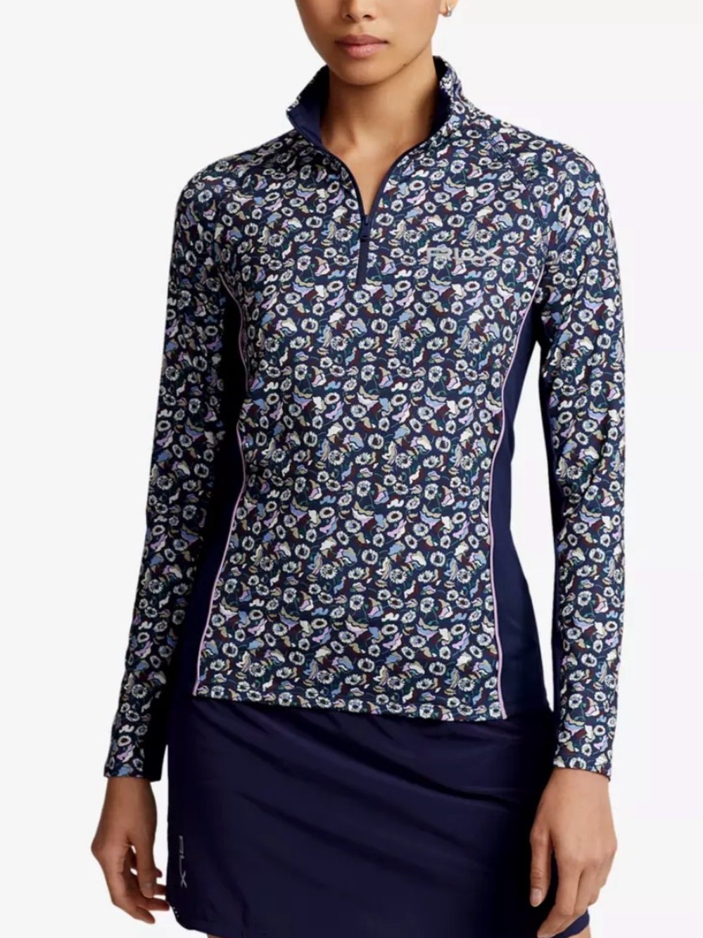 Ralph Lauren RLX Airflow Floral Quarter-Zip Mockneck Pullover Size Medium